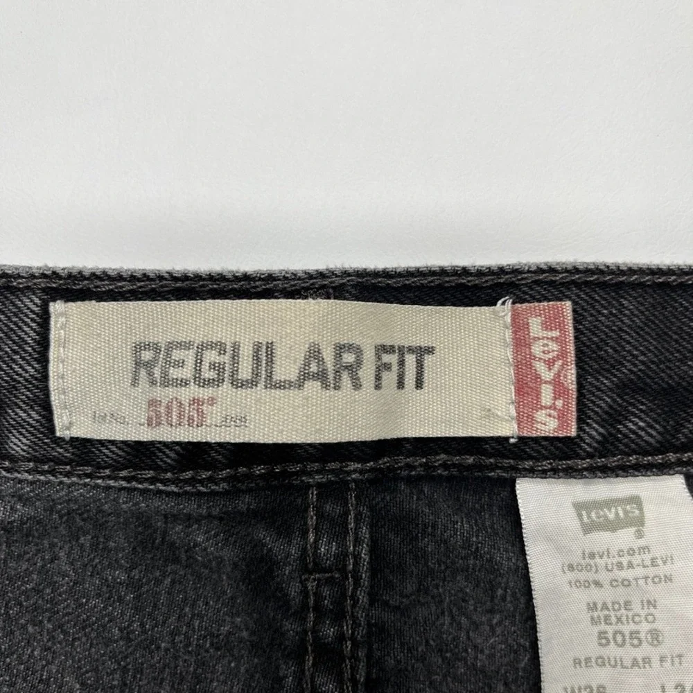 Levis 505 Regular‎ Fit Jeans Black 36x34 Vintage Faded Straight Leg Denim